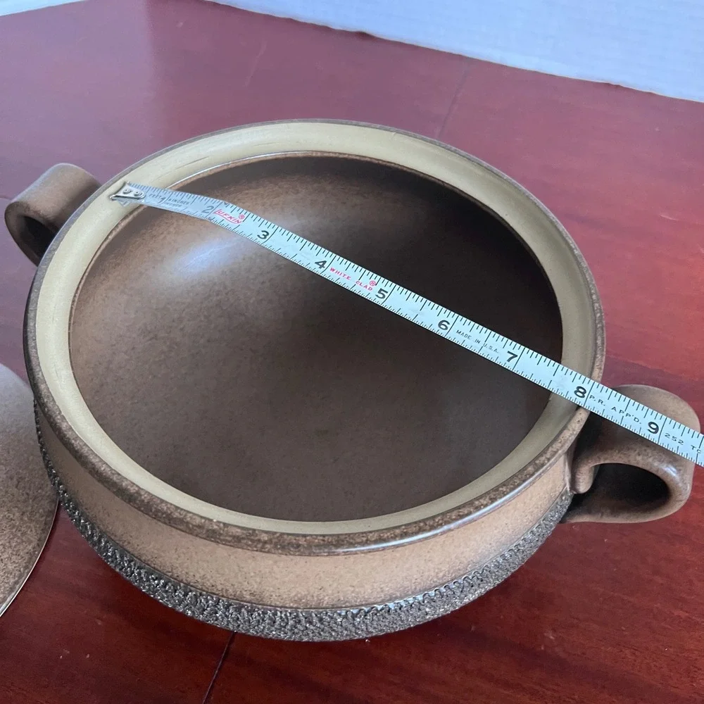 Denby England Casserole Dish with Lid Handled Brown Textured Stoneware 8x4 MCM